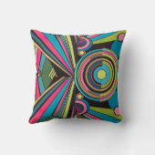 Neon Pop Art Deco: Electric Geometric Radio Waves  クッション (裏面)