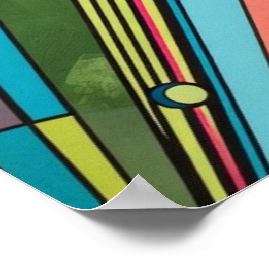 Neon Pop Art Deco: Electric Geometric Radio Waves ポスター (角)