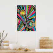Neon Pop Art Deco: Electric Geometric Radio Waves ポスター (キッチン)