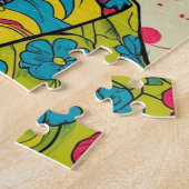 Neon Pop Diva Portrait – Bold & Vibrant Retro Art ジグソーパズル (側面)