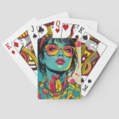 Neon Pop Diva Portrait – Bold & Vibrant Retro Art トランプ (裏面)