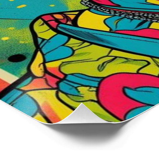 Neon Pop Diva Portrait – Bold & Vibrant Retro Art ポスター (コーナー)