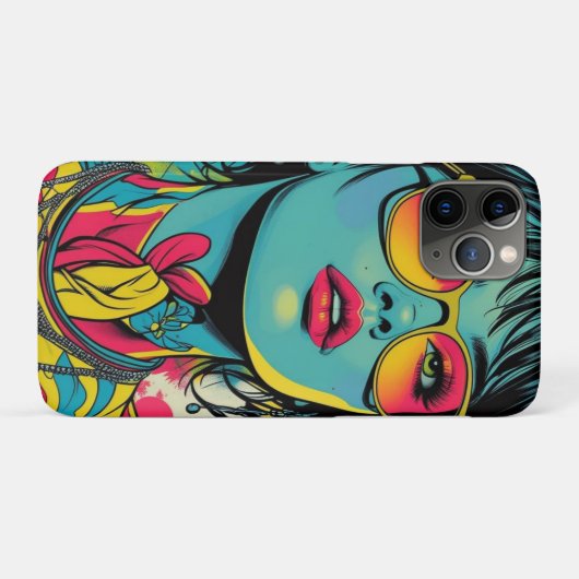 Neon Pop Diva Portrait – Bold & Vibrant Retro Art Case-Mate iPhoneケース (裏面(横))