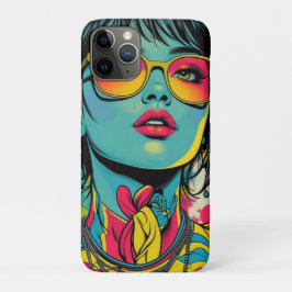 Neon Pop Diva Portrait – Bold & Vibrant Retro Art iPhone 11 Proケース