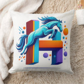 Neon Power Horse Jump Over H Letter クッション (ブランケット)