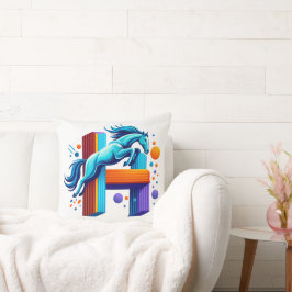 Neon Power Horse Jump Over H Letter クッション