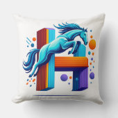 Neon Power Horse Jump Over H Letter クッション (正面)