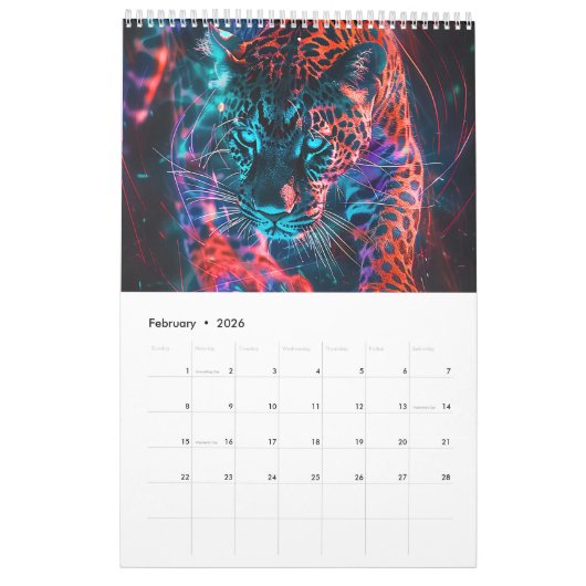 Neon Predators – Big Cat Calendar 2026 カレンダー (2月 2026)