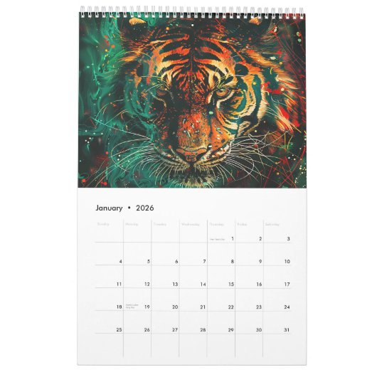 Neon Predators – Big Cat Calendar 2026 カレンダー (1月 2026)