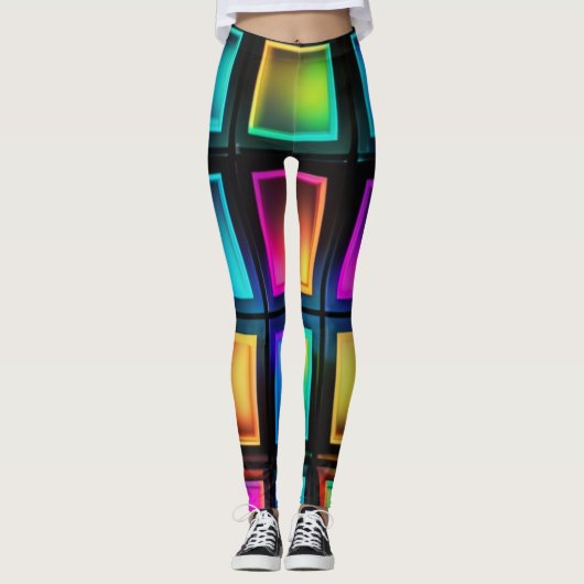 Neon Prism Grid Leggings レギンス (正面)