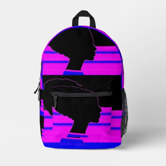 Neon Profile – Striped Art Backpack プリントバックパック (正面)