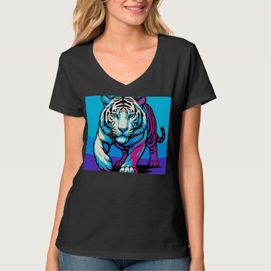 Neon Prowler – White Tiger Graphic Tee Tシャツ (正面)