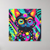 ✨ Neon Psychedelic Cat – Pop Art Design 🎨🐱 キャンバスプリント (正面)