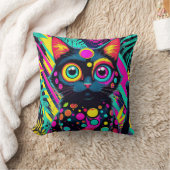 ✨ Neon Psychedelic Cat – Pop Art Design 🎨🐱 クッション (ブランケット)