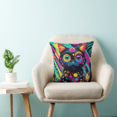 ✨ Neon Psychedelic Cat – Pop Art Design 🎨🐱 クッション (椅子)