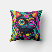 ✨ Neon Psychedelic Cat – Pop Art Design 🎨🐱 クッション (裏面)