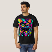 ✨ Neon Psychedelic Cat – Pop Art Design 🎨🐱 Tシャツ (正面フル)