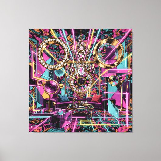 Neon Psychedelic Luxury Lounge Art キャンバスプリント (正面)