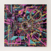 Neon Psychedelic Luxury Lounge Art ジグソーパズル (横)