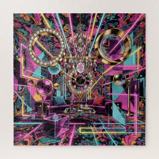 Neon Psychedelic Luxury Lounge Art ジグソーパズル (縦)
