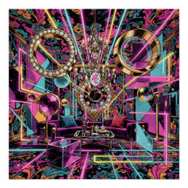 Neon Psychedelic Luxury Lounge Art ポスター