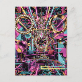 Neon Psychedelic Luxury Lounge Art ポストカード