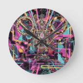 Neon Psychedelic Luxury Lounge Art ラウンド壁時計 (正面)