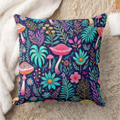 Neon Psychedelic Mushroom Forest Dream クッション (ブランケット)