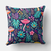 Neon Psychedelic Mushroom Forest Dream クッション (裏面)