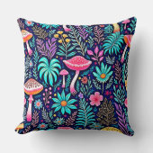 Neon Psychedelic Mushroom Forest Dream クッション (正面)