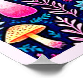 Neon Psychedelic Mushroom Forest Dream ポスター (角)