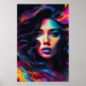 Neon Psychedelic Woman Portrait ポスター (正面)