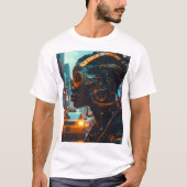 Neon Pulse: Cybernetic Sentinel Tシャツ (正面)