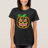 Neon Pumpkin – Fun Halloween Light Design Tシャツ (正面)