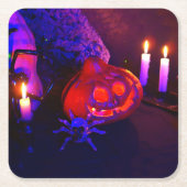 Neon pumpkins スクエアペーパーコースター (正面)