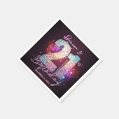 Neon Purple Disco Ball Music Notes 21st Birthday スタンダードカクテルナプキン (角)