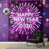 Neon Purple “Happy New Year”Glow Party Backdrop タペストリー
