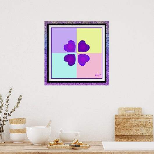 NEON & purple hearts beating ポスター (キッチン)