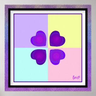 NEON & purple hearts beating ポスター