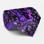 Neon Purple Pink Elephant Walking At Starry Night  ネクタイ (ロール)