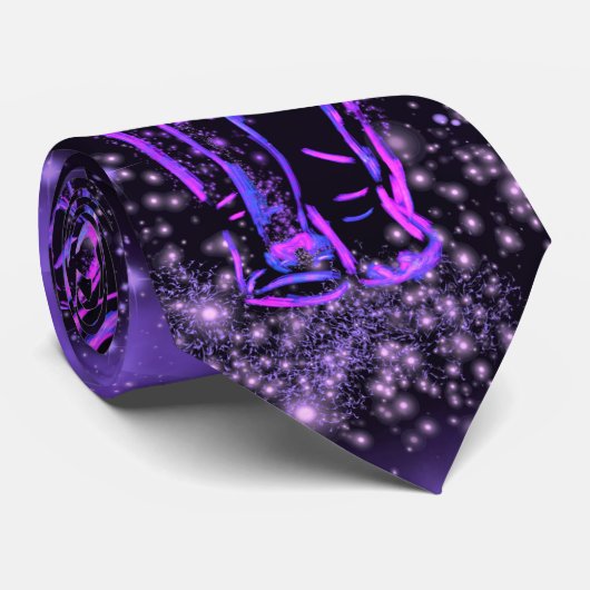 Neon Purple Pink Elephant Walking At Starry Night  ネクタイ (ロール)