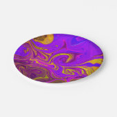 Neon Purple Pink Yellow Abstract Design ペーパープレート (アングル)
