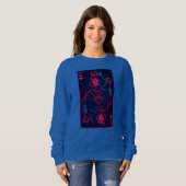 Neon Queen of Hearts — Retro-Futurist Synthwave スウェットシャツ (正面フル)