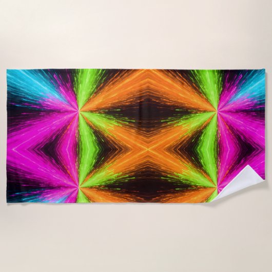 Neon Radial Burst Explosion ビーチタオル (正面)