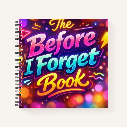 Neon Rainbow Abstract with Fun Text ノートブック (正面)