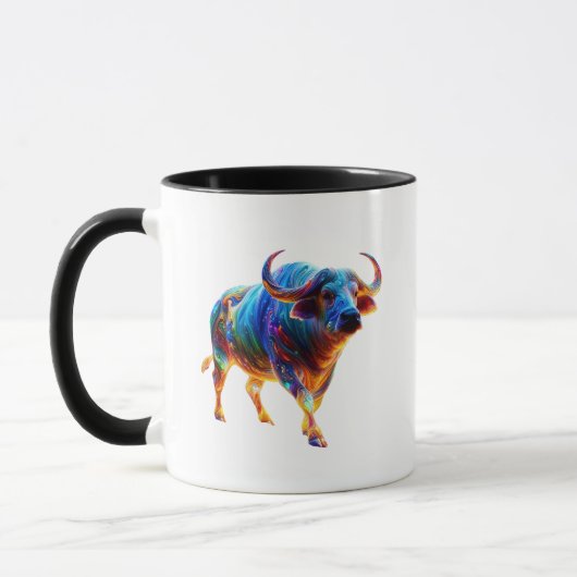 Neon Rainbow Buffalo Artwork マグカップ (左)