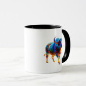 Neon Rainbow Buffalo Artwork マグカップ (正面右)