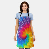 Neon Rainbow Retro Tie Dye Design エプロン (着用した状態)