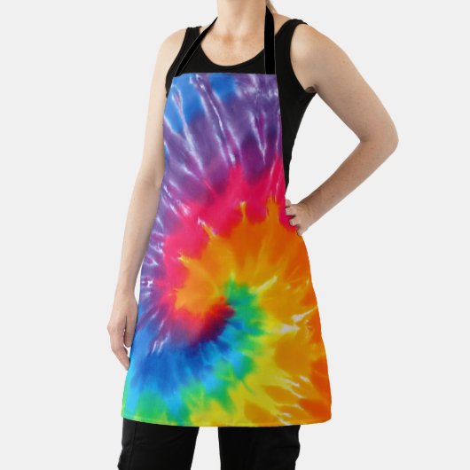 Neon Rainbow Retro Tie Dye Design エプロン (インサイチュ)