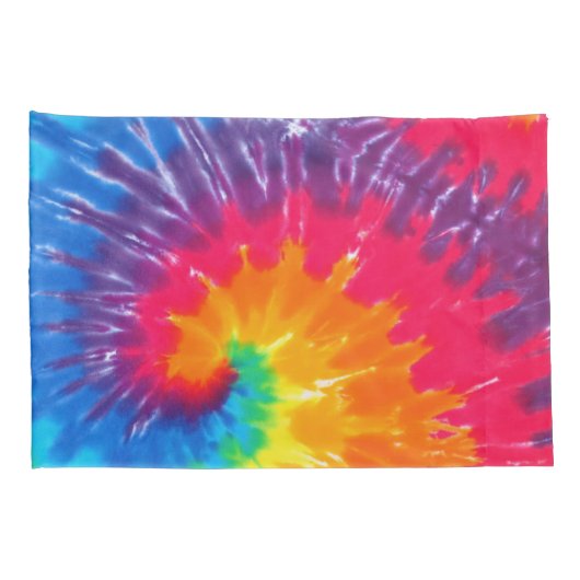 Neon Rainbow Retro Tie Dye Design 枕カバー (裏面-右)